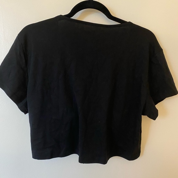 Black Front Tie Crop Top - Picture 2 of 3